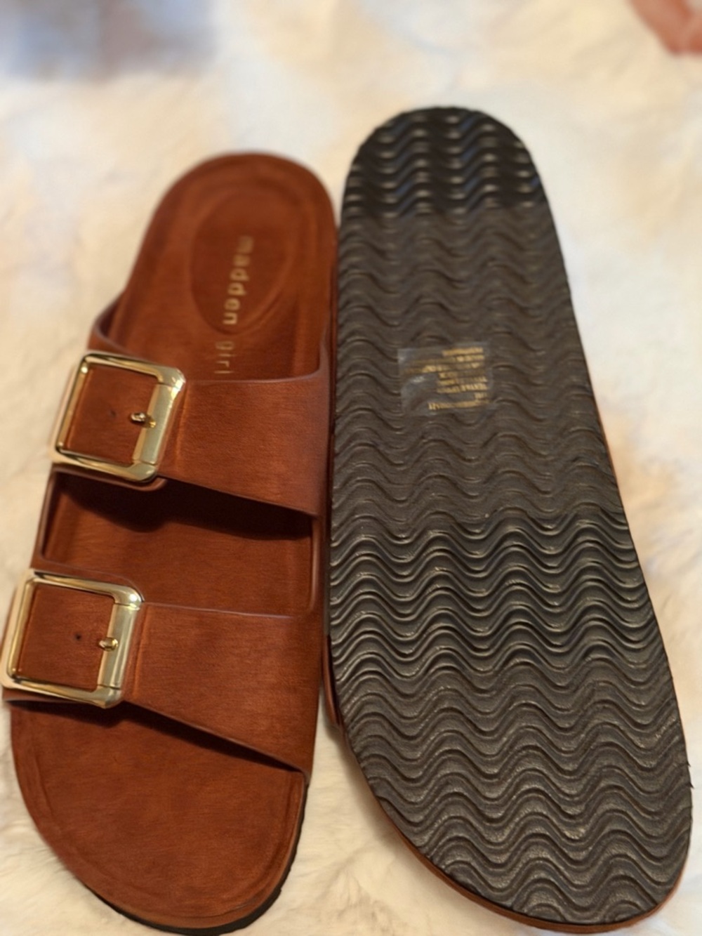Madden Girl Tan Double Buckle Slide Sandals Size 11 NWOB - Picture 4 of 4